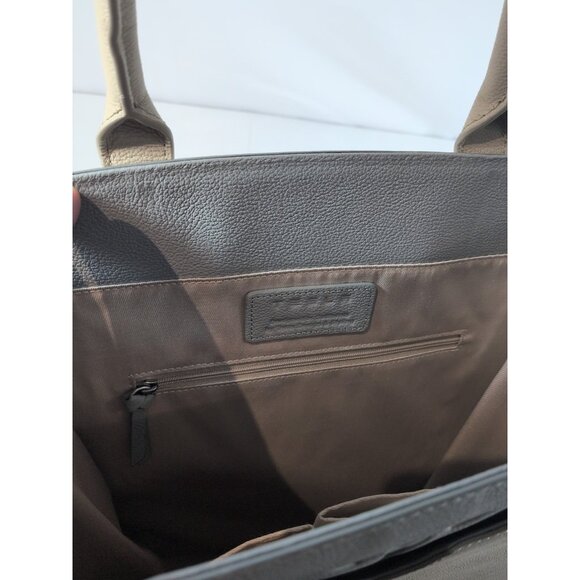 Tesla Corsicana Tote Leather Purse Bag NEW NWT Beige Grey Handbag Satchel $500 - Picture 9 of 16